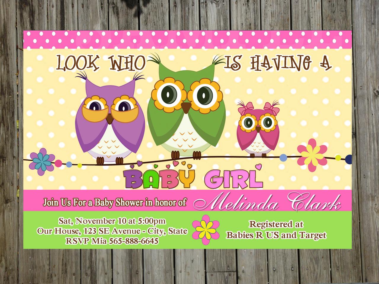 5x7 Boy and Girly Owl Design
